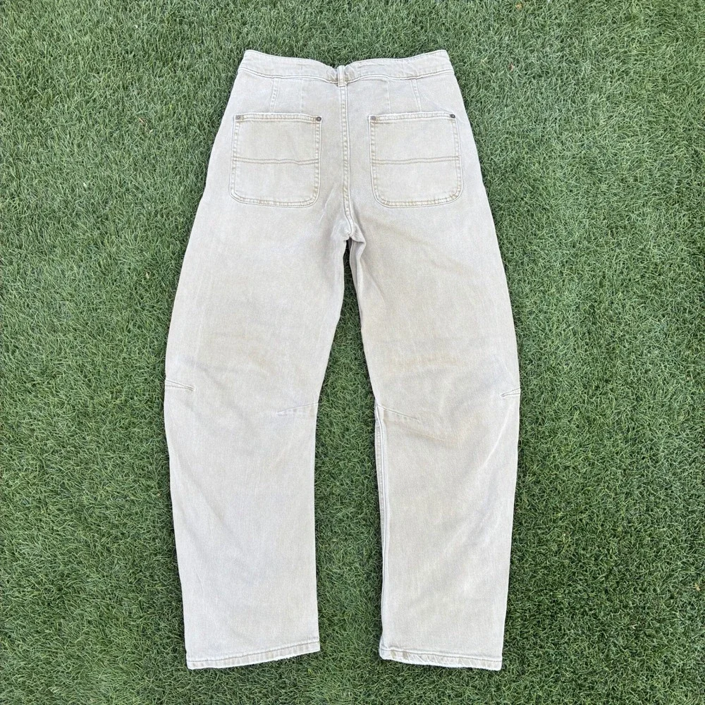 Pilcro Anthropologie 28x26 Distressed Barrel Leg Carpenter Jeans Bow Boyfriend